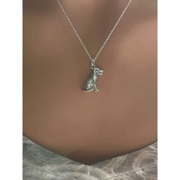 Sterling Silver Sitting Labrador Necklace, Silver Sitting Labrador Necklace - Picture 1 of 4